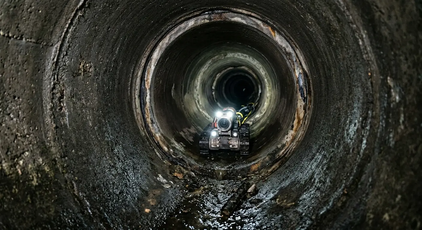 Robotic sewer camera inspecting pipe interior for Drain Snake Service in Lake in the Hills